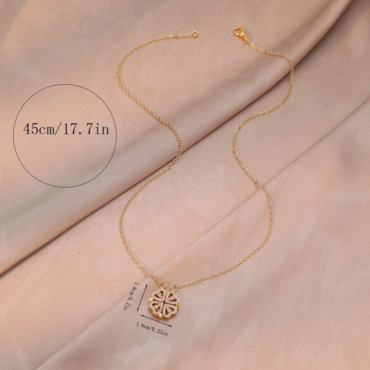 Convertible Four-Heart Clover Necklace | 18K Gold Plated Zircon Pendant Necklace