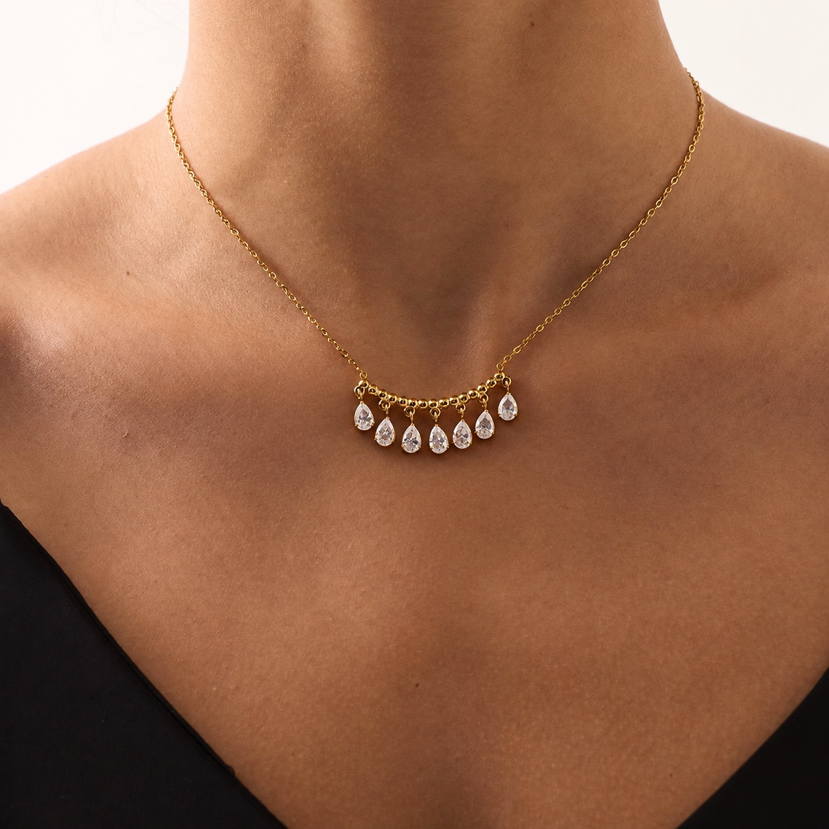 Cascade 18K Gold-Plated Zircon Teardrop Necklace