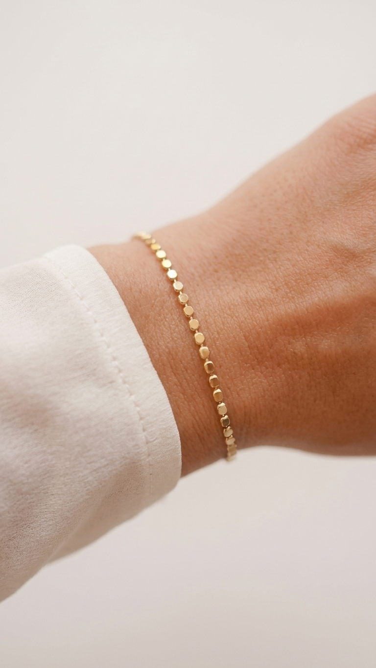 Sol Dainty Gold Beaded Chain Bracelet – Stainless Steel