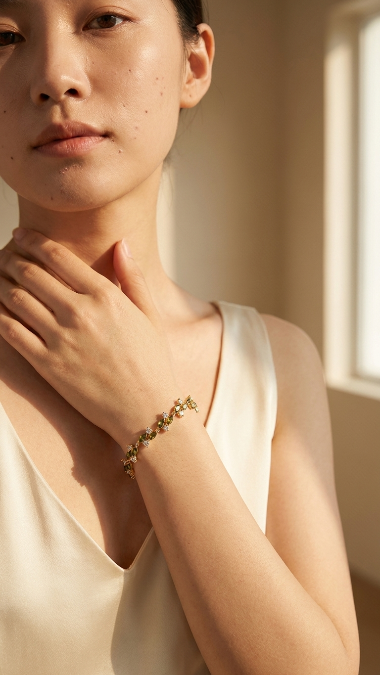Eden 18K Gold-Plated Zircon Leaf Bracelet – 3 Colours