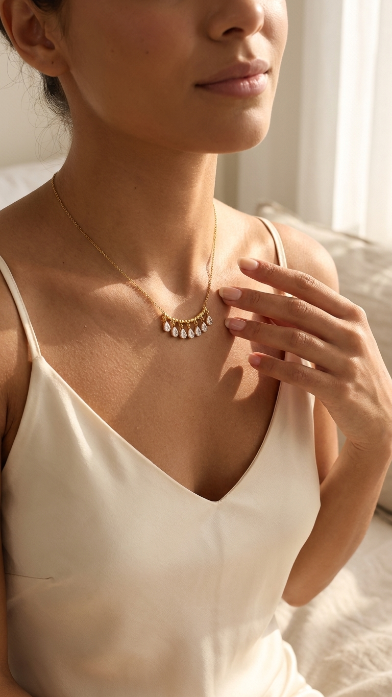 Cascade 18K Gold-Plated Zircon Teardrop Necklace