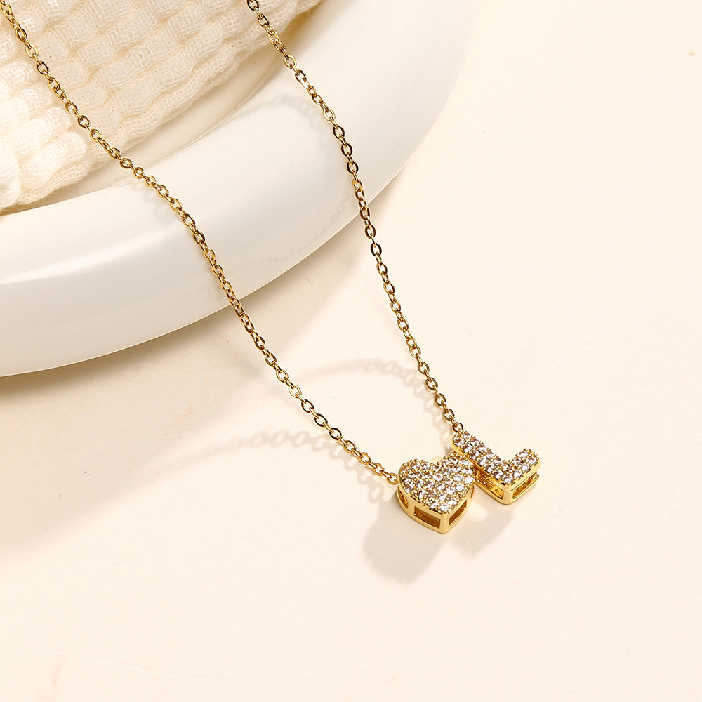 Letter Necklace w/Chain - 4