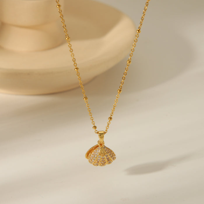 Oyster Shell Necklace, view 3 – demi-fine gold necklace by Annoré