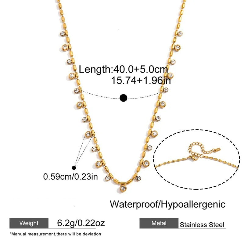 Raine Necklace | Waterproof 18K Gold PVD Zircon Drop Necklace