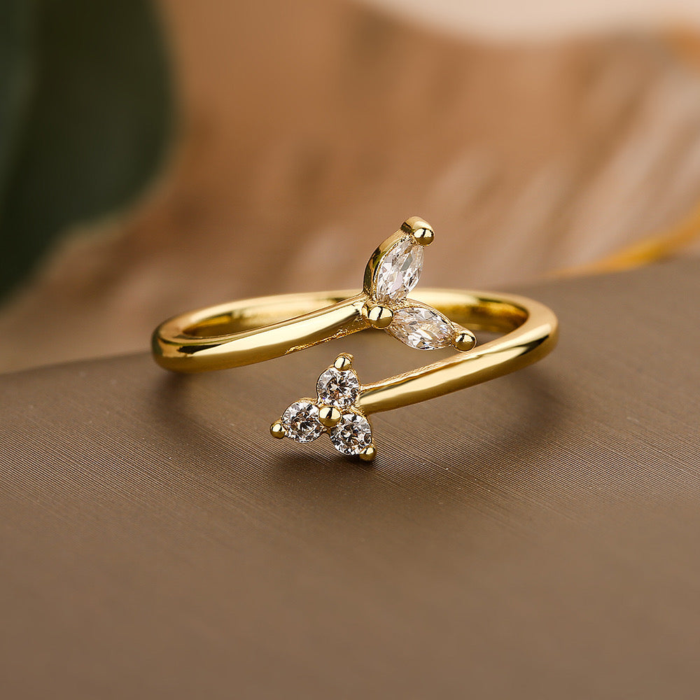 Aira Open Ring – demi-fine gold adjustable zirconia ring by Annoré